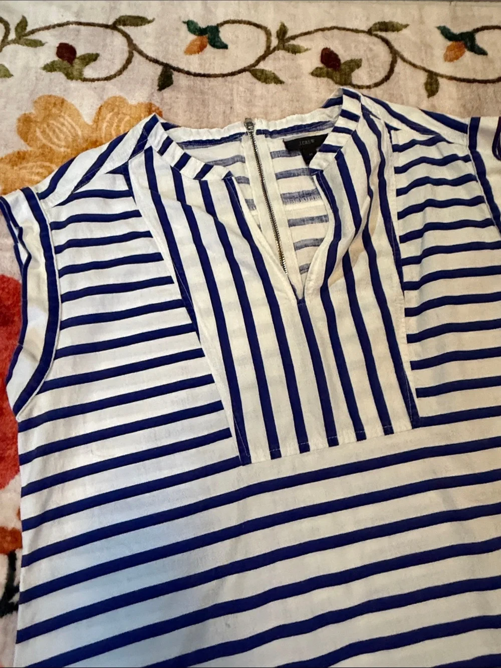 Women's Blue and White Striped Sleeveless Tunic dress